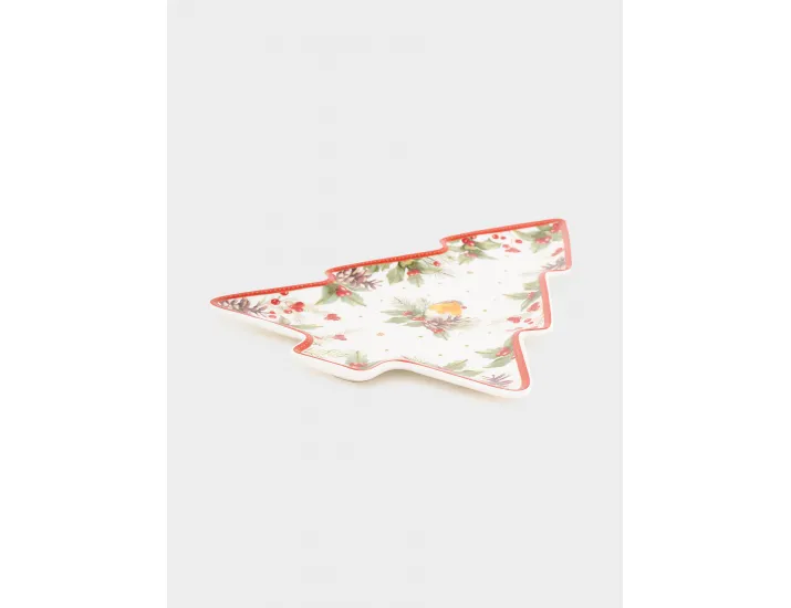 Блюдо 20.5x25.5 см белое с красным кантом Елочка Easy Life Christmas Berries