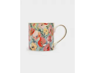 Кружка, 380 мл, фарфор N, с золотистым кантом, Акварельные цветы, Floristics