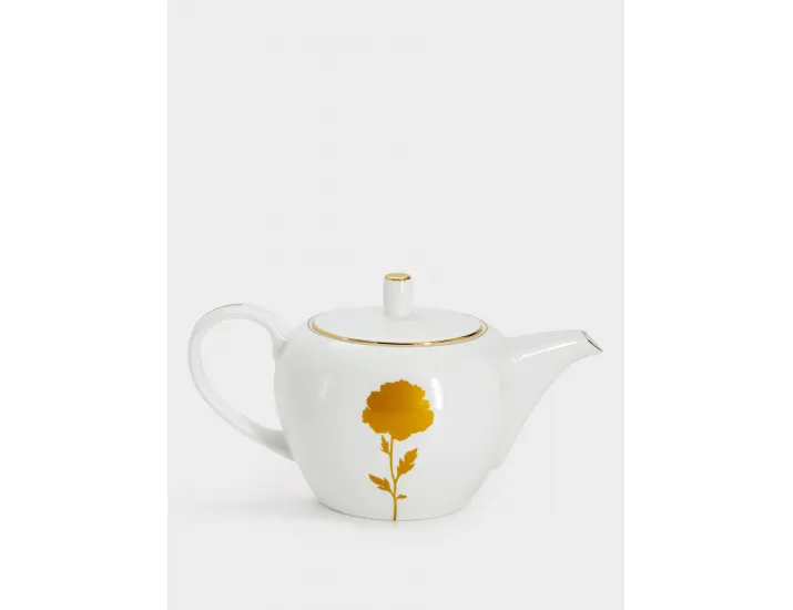 Чайник 1,2 л белый с золотистым кантом Мак Anna Lafarg Flowers