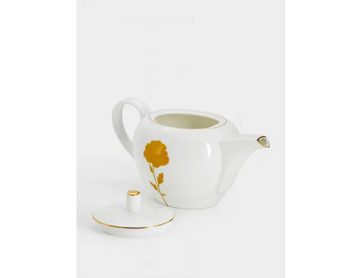 Чайник 1,2 л белый с золотистым кантом Мак Anna Lafarg Flowers