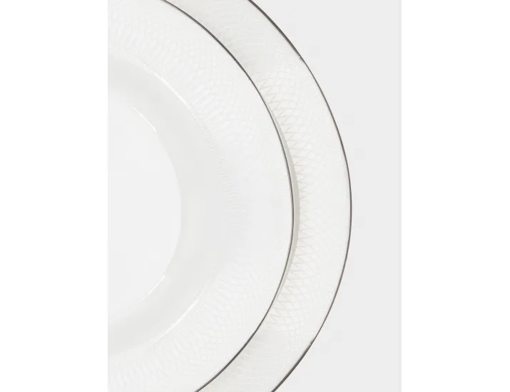 Сервиз обеденный 6 персон 27 предметов белый с серебристым кантом Anna Lafarg Айвори