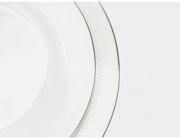 Сервиз обеденный 6 персон 27 предметов белый с серебристым кантом Anna Lafarg Айвори