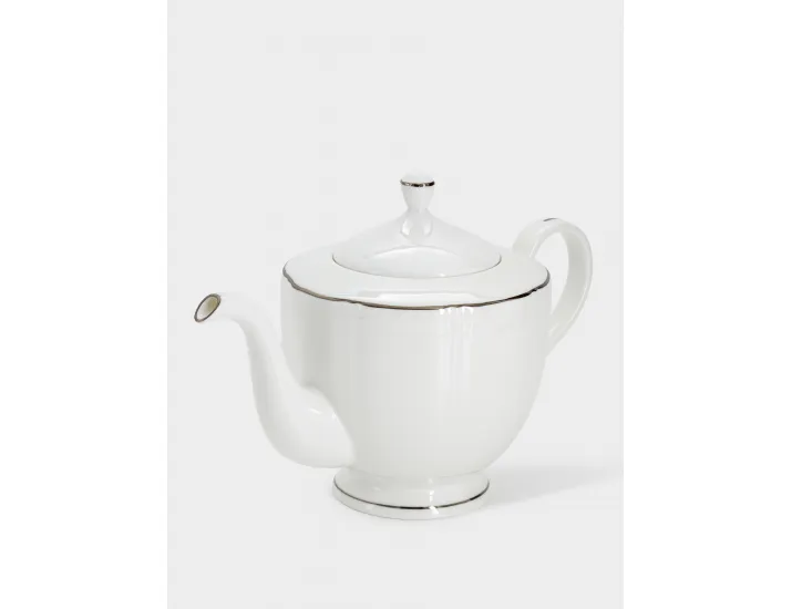 Чайник заварочный 1,1 л белый с серебристым кантом Anna Lafarg Lotus silver