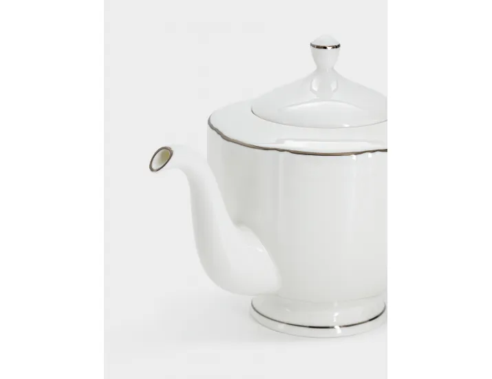 Чайник заварочный 1,1 л белый с серебристым кантом Anna Lafarg Lotus silver