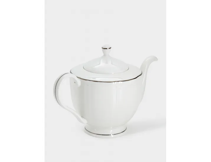 Чайник заварочный 1,1 л белый с серебристым кантом Anna Lafarg Lotus silver