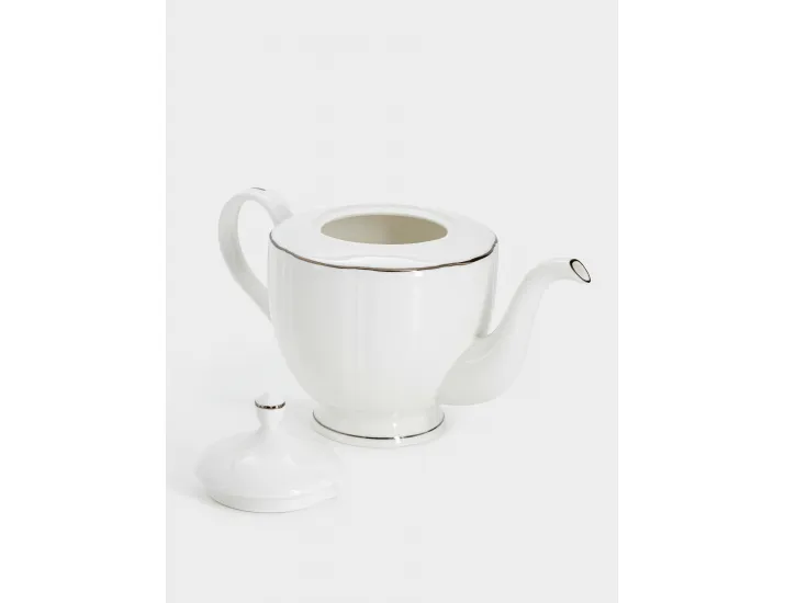 Чайник заварочный 1,1 л белый с серебристым кантом Anna Lafarg Lotus silver