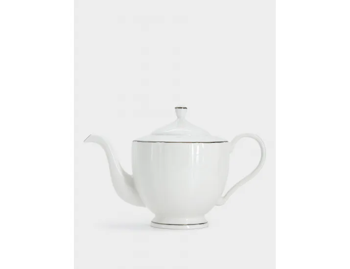 Чайник заварочный 1,1 л белый с серебристым кантом Anna Lafarg Lotus silver