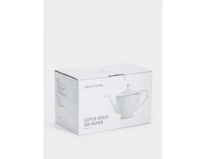 Чайник заварочный 1,1 л белый с серебристым кантом Anna Lafarg Lotus silver