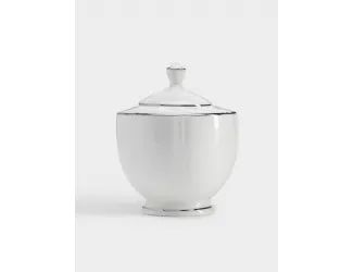 Сахарница 10,5 см 250 мл белая с серебристым кантом Anna Lafarg Lotus silver