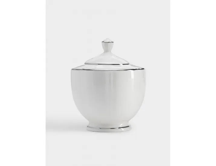 Сахарница 10,5 см 250 мл белая с серебристым кантом Anna Lafarg Lotus silver