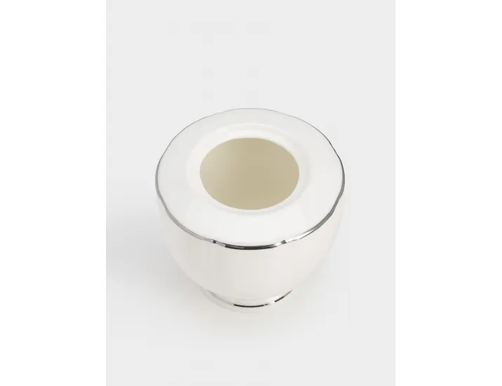 Сахарница 10,5 см 250 мл белая с серебристым кантом Anna Lafarg Lotus silver