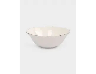 Салатник, 14х5 см, 360 мл, фарфор F, белый, с серебристым кантом, Dynasty