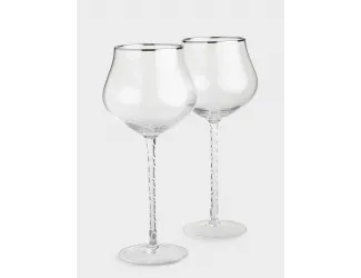 Бокал для вина, 580 мл, 2 шт, стекло, с серебристым кантом, Rhapsody