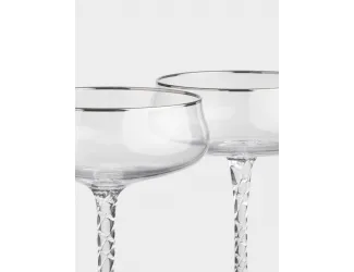 Бокал-креманка для шампанского, 250 мл, 2 шт, стекло, с серебристым кантом, Rhapsody