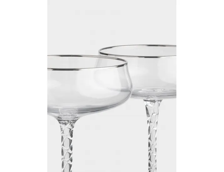 Бокал-креманка для шампанского 250 мл 2 шт с серебристым кантом Anna Lafarg Rhapsody