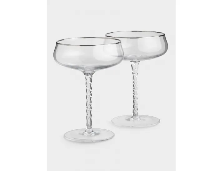 Бокал-креманка для шампанского 250 мл 2 шт с серебристым кантом Anna Lafarg Rhapsody