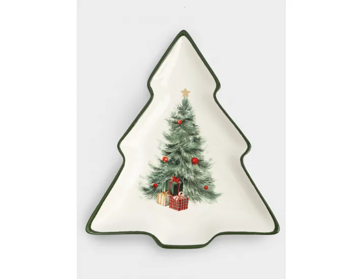 Блюдо 23х20 см зеленое Елка с подарками Anna Lafarg Festival