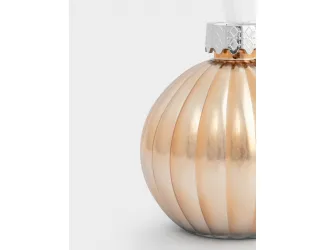 Банка для напитков, 380 мл, с крышкой и трубочкой, стекло, золотистая, Шар, New year