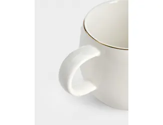 Кружка, 400 мл, фарфор P, белая, с золотым кантом,  Дед Мороз, Let It Snow