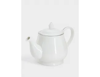 Чайник заварочный, 1 л, фарфор P, белый, с серебристым кантом, White Platinum