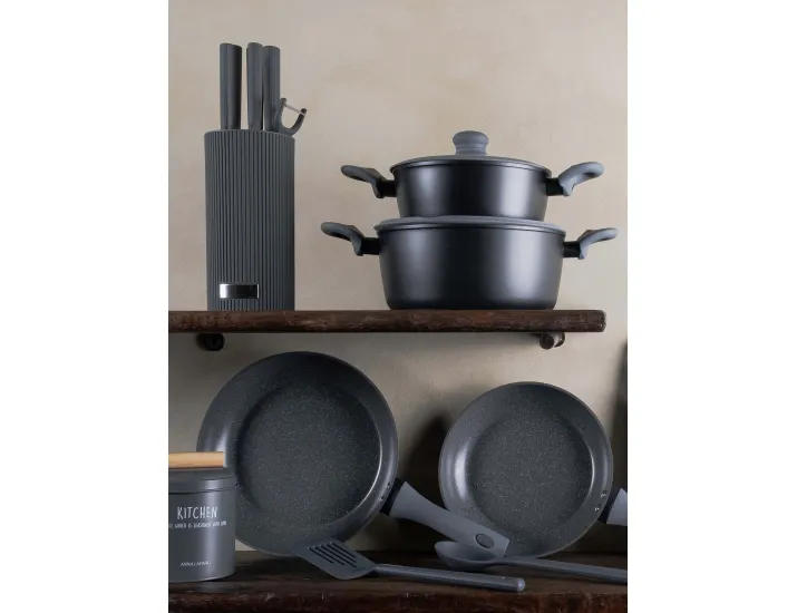 Кастрюля 20 см 2,3 л с крышкой с покрытием серо-черная Anna Lafarg Robust