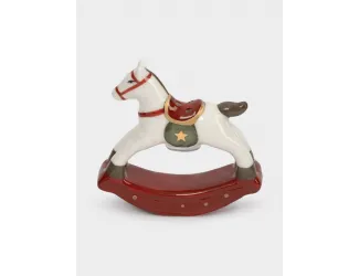 Емкость для соли или перца, 7 см, фарфор P, бежево-бордовая, Лошадка-качалка, Bright horse