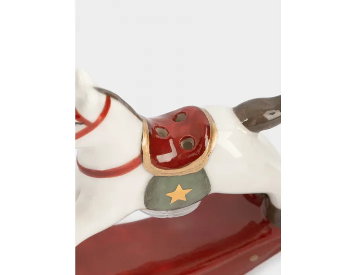 Емкость для соли или перца 7 см бежево-бордовая Лошадка-качалка Anna Lafarg Bright horse