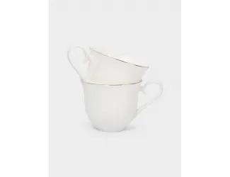 Кружка, 350 мл, 2 шт, фарфор F, белая, с серебристым кантом, Dynasty