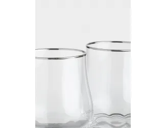 Стакан, 350 мл, 2 шт, стекло, с серебристым кантом, Rhapsody