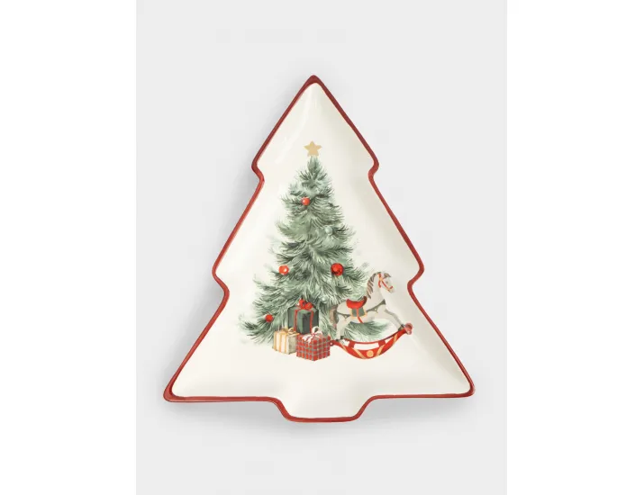 Блюдо 30х27 см красное Лошадка у елки Anna Lafarg Festival