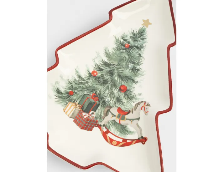 Блюдо 30х27 см красное Лошадка у елки Anna Lafarg Festival