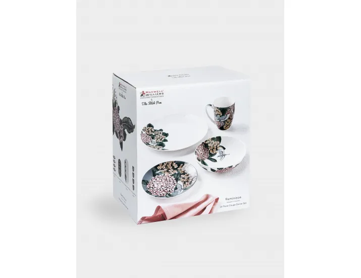 Набор обеденный 4 персоны 16 предметов бело-синий Гортензия Maxwell & Williams Воспоминание