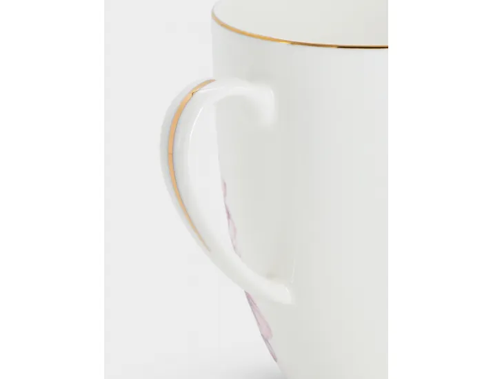 Кружка 400 мл белая с золотистым кантом Гортензия Anna Lafarg Flowers