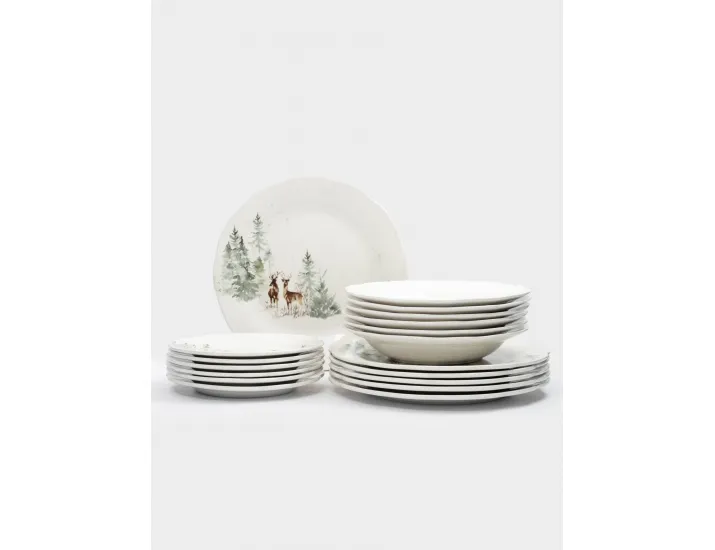 Сервиз обеденный 6 персон 18 предметов белый Олени в лесу Anna Lafarg Maral