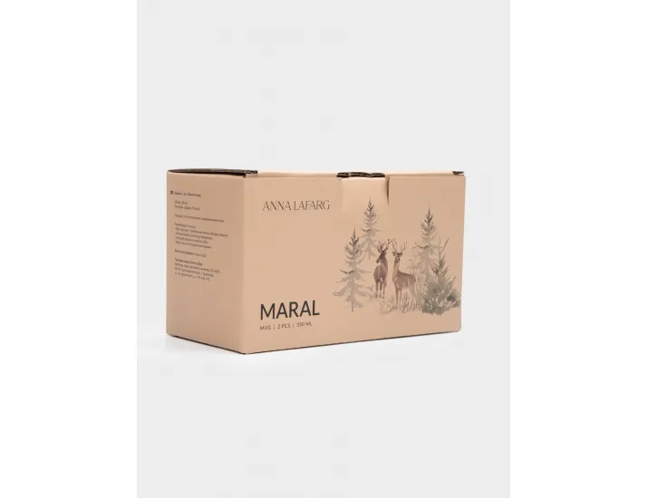 Кружка 350 мл 2 шт белая Олени в лесу Anna Lafarg Maral
