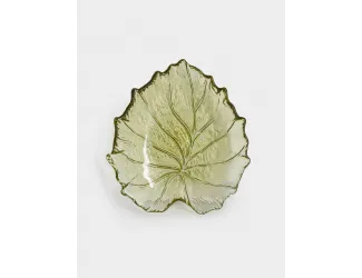 Блюдо, 16х14 см, стекло, зеленое, Лист, Autumn forest