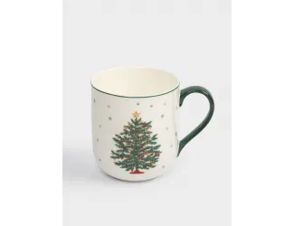 Кружка, 450 мл, фарфор F, бело-зеленая, Нарядная елка, New year