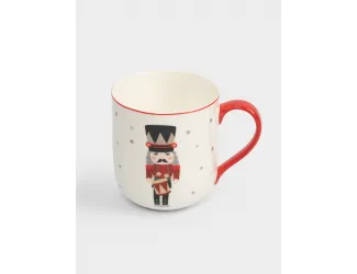Кружка, 450 мл, фарфор F, бело-красная, Щелкунчик, Nutcracker