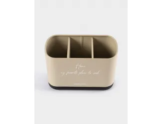 Подставка для кухонных принадлежностей, 19х13 см, 3 отд, металл/пластик, бежевая, Retro