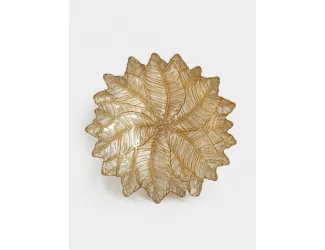 Ваза для фруктов, 31х7 см, стекло, золотистая, Листья, Autumn forest