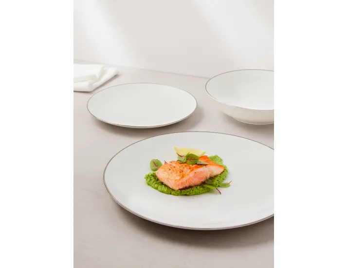 Сервиз обеденный 4 персон 12 предметов белый с серебристым кантом Maxwell & Williams White Platinum