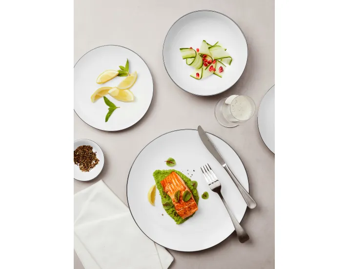 Сервиз обеденный 4 персон 12 предметов белый с серебристым кантом Maxwell & Williams White Platinum