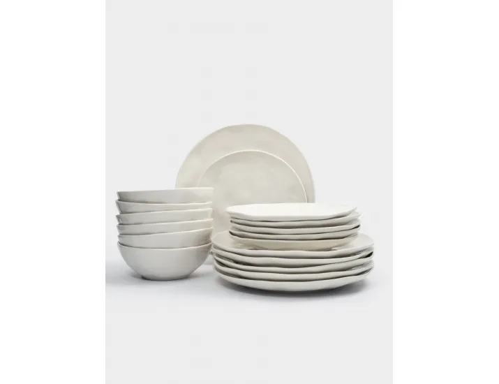 Сервиз обеденный 6 персон 18 предметов белый Мятый эффект Anna Lafarg Barkhan