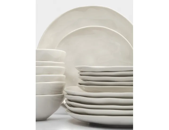 Сервиз обеденный 6 персон 18 предметов белый Мятый эффект Anna Lafarg Barkhan