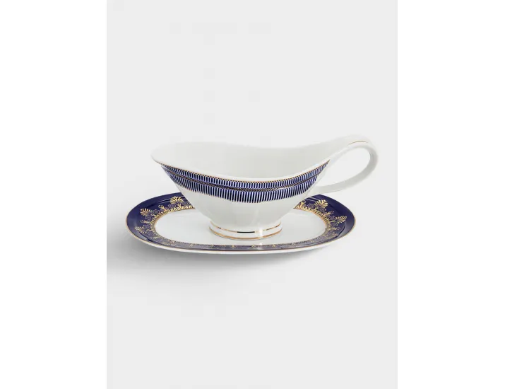 Сервиз обеденный 6 персон 27 предметов бело-синий с золотистым кантом Anna Lafarg Империя