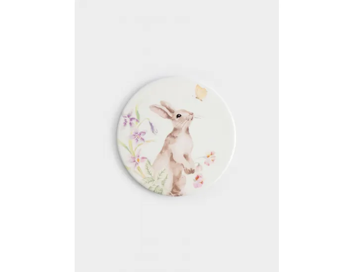 Подставка под кружку 11 см круглая белая Кролик в цветах Anna Lafarg Flower Rabbit