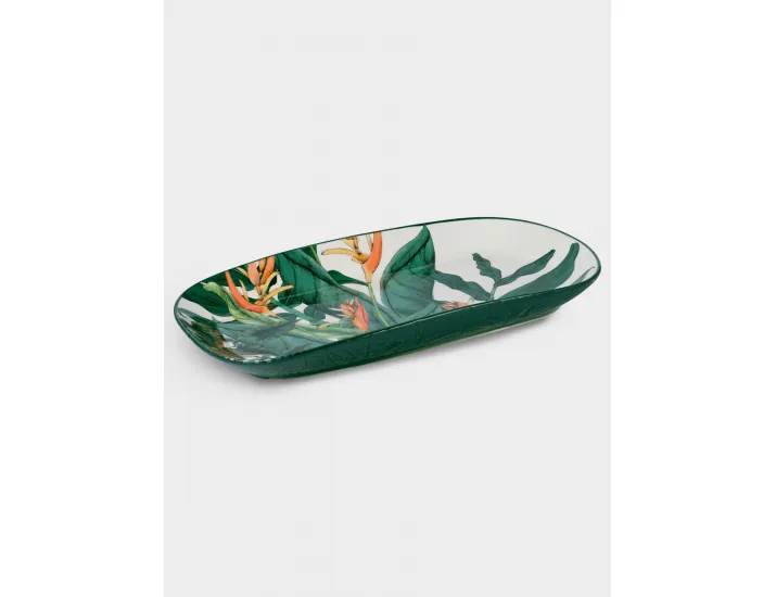 Блюдо 35x19 см овальное бело-зеленое Ночной сад Maxwell & Williams Night Garden Foliage