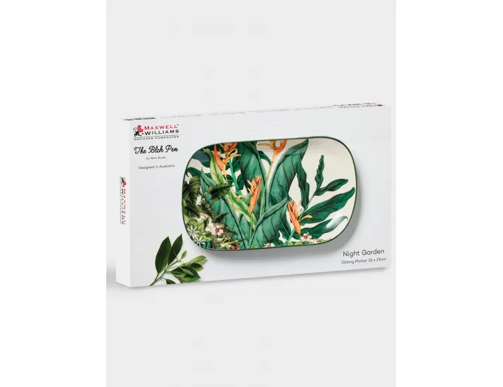 Блюдо 35x19 см овальное бело-зеленое Ночной сад Maxwell & Williams Night Garden Foliage