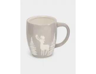 Кружка, 360 мл, керамика D, серо-белая, Олень в лесу, Maral grey