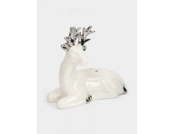 Емкость для соли или перца 9 см бело-серебристая Олень Anna Lafarg Maral grey